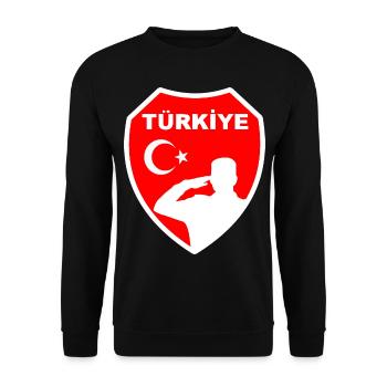 Turkey Türkiye Türkei Soldaten Stolz Ehre Trauer - Unisex Pullover - Schwarz - Vorne - Alina (178cm) & Michal (187cm)