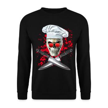 cuisinier crâne éclaboussure - Sweat-shirt Unisexe - noir - Devant - Alina (178cm) & Michal (187cm)