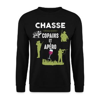 Chasse copains et apéro - Sweat-shirt Unisexe - noir - Devant - Alina (178cm) & Michal (187cm)