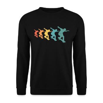 Skater retro skateboard t-shirt skater - Unisex Pullover - Schwarz - Vorne - Alina (178cm) & Michal (187cm)