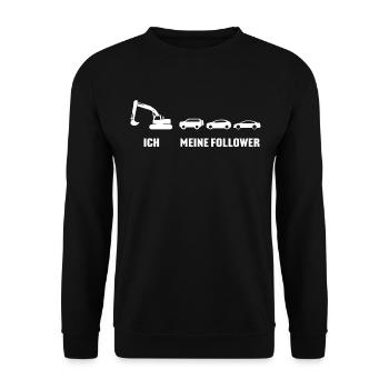Bagger baustelle ich meine follower baggerfahrer - Unisex Pullover - Schwarz - Vorne - Alina (178cm) & Michal (187cm)