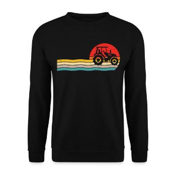 Retro t-shirt tractor for farmer tractor - Unisex Sweatshirt - black - Front - Alina (178cm) & Michal (187cm)