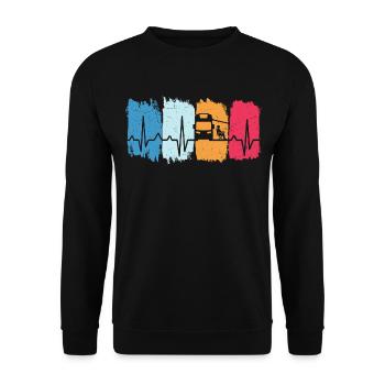 Motorhome heartbeat camping t-shirt - Unisex Sweatshirt - black - Front - Alina (178cm) & Michal (187cm)