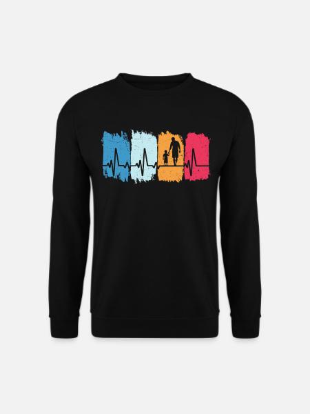 Vater und Sohn Retro Herzschlag Geschenk Papa Sohn - Unisex Pullover - Schwarz