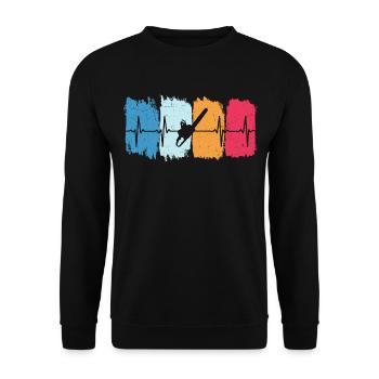 Tronçonneuse Retro Heartbeat Woodcutter Bois - Sweat-shirt Unisexe - noir - Devant - Alina (178cm) & Michal (187cm)