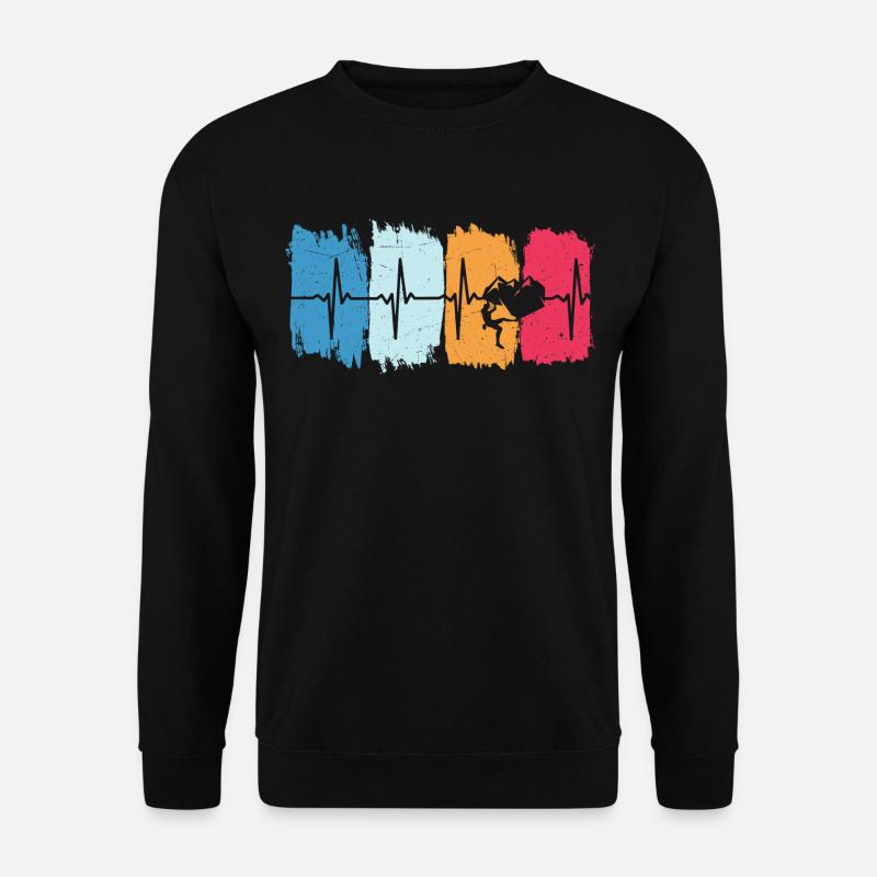 Kletterer retro herzschlag tshirt klettern kletter - Unisex Pullover - Schwarz