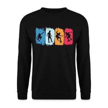 Retro Skater skateboard t-shirt skater - Sweat-shirt Unisexe - noir - Devant - Alina (178cm) & Michal (187cm)