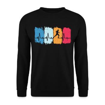 T-shirt de course rétro heartbeat pour coureur joggeur - Sweat-shirt Unisexe - noir - Devant - Alina (178cm) & Michal (187cm)