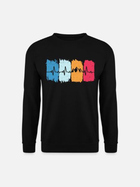 Berge Retro Herzschlag Wandern Bergsteigern Berg - Unisex Pullover - Schwarz