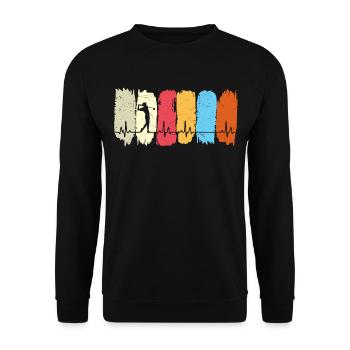 Golf Golfen Retro Herzchlag Golfer - Unisex Pullover - Schwarz - Vorne - Alina (178cm) & Michal (187cm)
