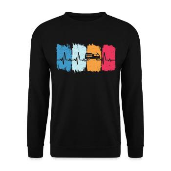 Camion de pompiers Retro Heartbeat Brigade de pompiers - Sweat-shirt Unisexe - noir - Devant - Alina (178cm) & Michal (187cm)