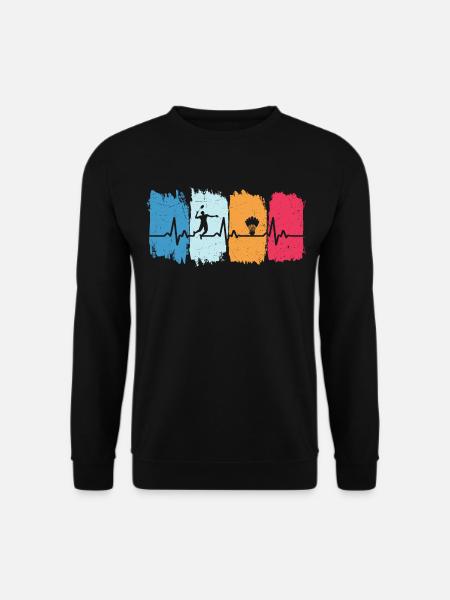 Badminton Retro Herzschlag Badmintonspieler - Unisex Pullover - Schwarz