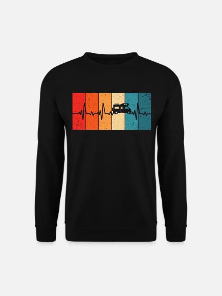 Camping retro heartbeat motorhome campsite - Unisex Sweatshirt - black