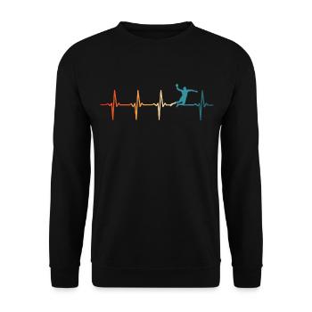 Vintage handball heartbeat handball player - Unisex Sweatshirt - black - Front - Alina (178cm) & Michal (187cm)