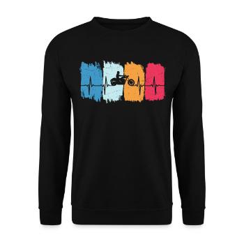 Chopper Motorrad Retro Herzschlag Motorradfahrer - Unisex Pullover - Schwarz - Vorne - Alina (178cm) & Michal (187cm)