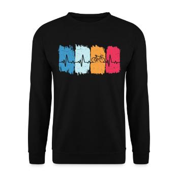Radsport retro herzschlag fahrrad radfahrer - Unisex Pullover - Schwarz - Vorne - Alina (178cm) & Michal (187cm)