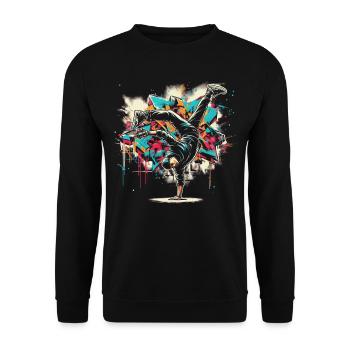 Breakdance Graffiti Sprayer - Unisex Sweatshirt - black - Front - Alina (178cm) & Michal (187cm)