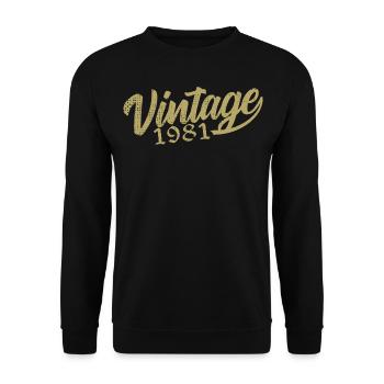 1981 Jahrgang 1981 Retro 1981 Geburtstagsgeschenk - Unisex Pullover - Schwarz - Vorne - Alina (178cm) & Michal (187cm)