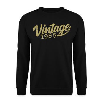 1985 Jahrgang 1985 Retro 1985 Geburtstagsgeschenk - Unisex Pullover - Schwarz - Vorne - Alina (178cm) & Michal (187cm)
