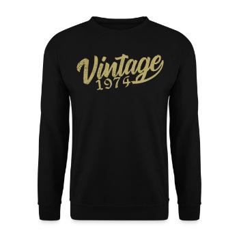 1974 Vintage 1974 Retro 1974 Birthday Gift - Unisex Sweatshirt - black - Front - Alina (178cm) & Michal (187cm)