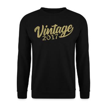 2017 Jahrgang 2017 Retro 2017 Geburtstagsgeschenk - Unisex Pullover - Schwarz - Vorne - Alina (178cm) & Michal (187cm)