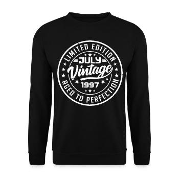 Made In July 1997 Vintage Anniversary 1997 - Unisex Sweatshirt - black - Front - Alina (178cm) & Michal (187cm)