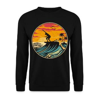 Beach Surfing Surfboard Vintage Surfer Beach Surf - Sweat-shirt Unisexe - noir - Devant - Alina (178cm) & Michal (187cm)