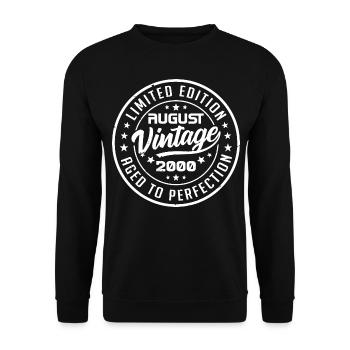 August 2000 Vintage 2000 August Birthday Gift - Unisex Sweatshirt - black - Front - Alina (178cm) & Michal (187cm)