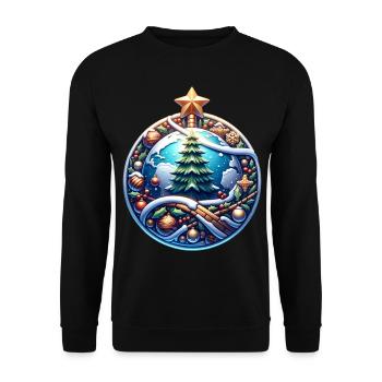 World Christmas Tree Poinsettia Christmas - Unisex Sweatshirt - black - Front - Alina (178cm) & Michal (187cm)