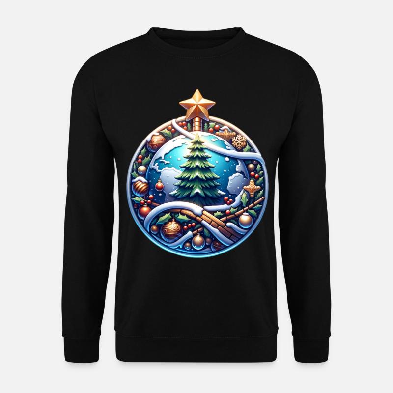 Welt Weihnachtsbaum Weihnachtsstern Weihnachten - Unisex Pullover - Schwarz