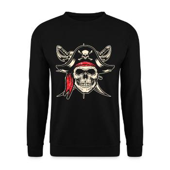 Capitaine pirate navire crâne antillais - Sweat-shirt Unisexe - noir - Devant - Alina (178cm) & Michal (187cm)