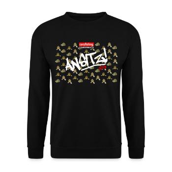 Kreative Karpfenangel-Geschenkideen - Unisex Pullover - Schwarz - Vorne - Alina (178cm) & Michal (187cm)