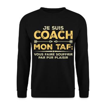 Ich bin Trainer, Humor Geschenk Sporttrainer - Unisex Pullover - Schwarz - Vorne - Alina (178cm) & Michal (187cm)