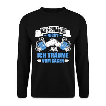 WOOD / CHAINSAW / FOLDER / FOREST / WOODEN HOLDER - Unisex Sweatshirt - black - Front - Alina (178cm) & Michal (187cm)