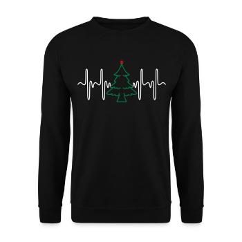 Sapin de Noël Heartbeat (couleurs modifiables) - Sweat-shirt Unisexe - noir - Devant - Alina (178cm) & Michal (187cm)