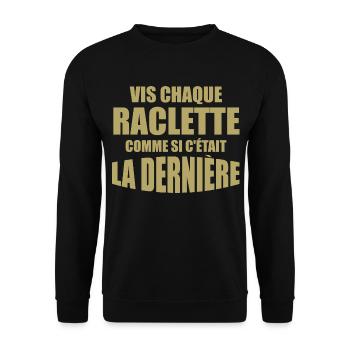 Raclette, Käse, Schmelzkäse - Unisex Pullover - Schwarz - Vorne - Alina (178cm) & Michal (187cm)