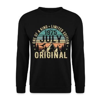 Juli 1975 Geburtstag Juli 1975 Geburtstagsgeschenk - Unisex Pullover - Schwarz - Vorne - Alina (178cm) & Michal (187cm)