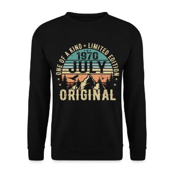 Juli 1970 Geburtstag Juli 1970 Geburtstagsgeschenk - Unisex Pullover - Schwarz - Vorne - Alina (178cm) & Michal (187cm)