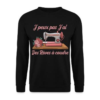 I can't I have dreams to sew humor - Unisex Sweatshirt - black - Front - Alina (178cm) & Michal (187cm)