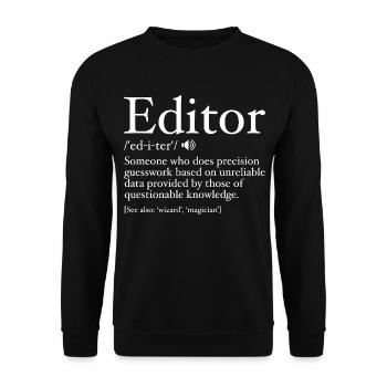 Lustige Editor-Definition Editor-Definition - Editor - Unisex Pullover - Schwarz - Vorne - Alina (178cm) & Michal (187cm)