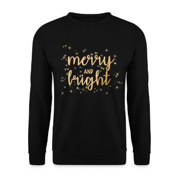 Christmas poinsettia merry and bright - Unisex Sweatshirt - black - Front - Alina (178cm) & Michal (187cm)