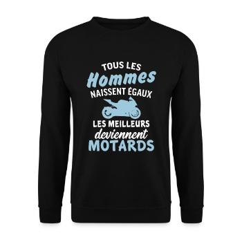 Tous les hommes naissent égaux, meilleurs motards - Sweat-shirt Unisexe - noir - Devant - Alina (178cm) & Michal (187cm)