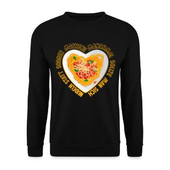 Statt Sorgen Nudeln machen - Unisex Pullover - Schwarz - Vorne - Alina (178cm) & Michal (187cm)