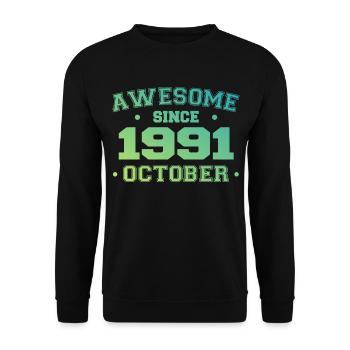 Octobre 1991 - Cadeau Anniversaire Octobre 1991 - Sweat-shirt Unisexe - noir - Devant - Alina (178cm) & Michal (187cm)
