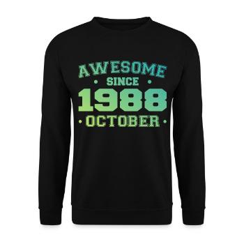 Octobre 1988 - Cadeau Anniversaire Octobre 1988 - Sweat-shirt Unisexe - noir - Devant - Alina (178cm) & Michal (187cm)