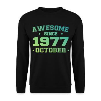 Octobre 1977 - Cadeau Anniversaire Octobre 1977 - Sweat-shirt Unisexe - noir - Devant - Alina (178cm) & Michal (187cm)