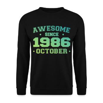 Octobre 1986 - Cadeau Anniversaire Octobre 1986 - Sweat-shirt Unisexe - noir - Devant - Alina (178cm) & Michal (187cm)