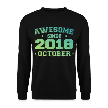 Oktober 2018 - Oktober 2018 Geburtstagsgeschenk - Unisex Pullover - Schwarz - Vorne - Alina (178cm) & Michal (187cm)