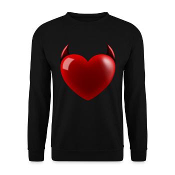Herz Teufel - Unisex Pullover - Schwarz - Vorne - Alina (178cm) & Michal (187cm)