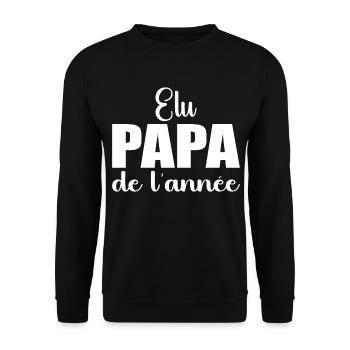 elu papa de l'annee | cadeau fête des pères - Sweat-shirt Unisexe - noir - Devant - Alina (178cm) & Michal (187cm)